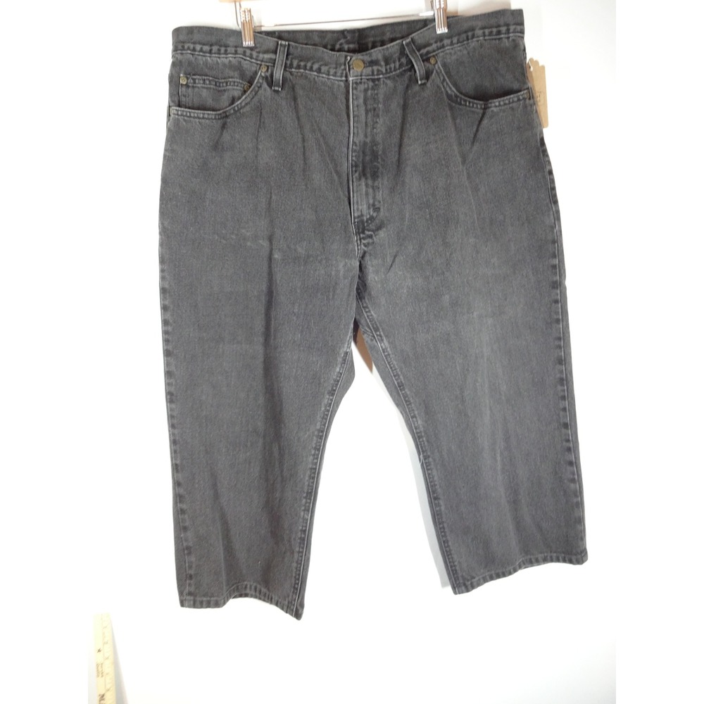 VTG Diamond Gusset Jeans Mens 44x30 Black Faded Relaxed Workwear Made in USA